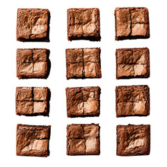 Delicious Brownies Isolated on White Background for Bakery Concept