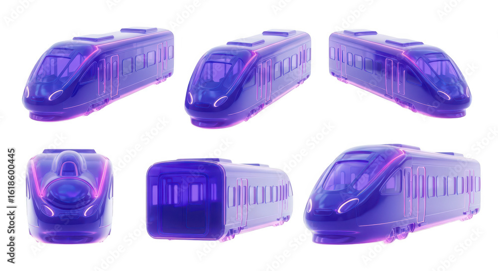 Aufkleber rendered futuristic train models various views isolated white background for design elements or tran