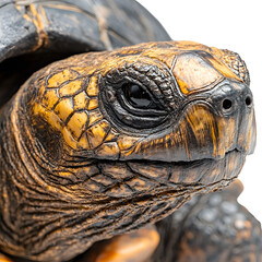 Detailed Close-up of Enormous Tortoise Displaying Intricate Shell Patterns