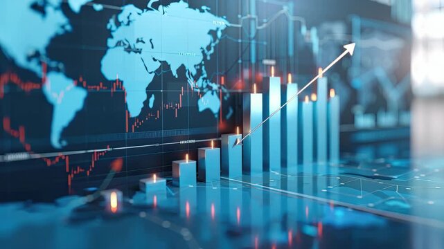 Progression of financial statistics shown through charts and graphs, highlighting sales growth and performance metrics - Powered by Adobe