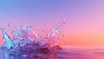 Vibrant water splash against pastel sky