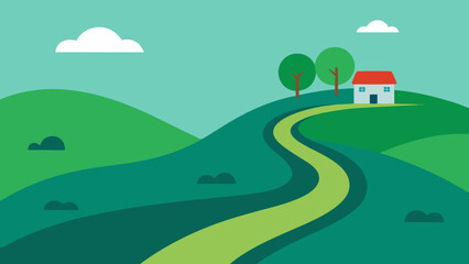 Obraz premium Expansive Aerial View of a Road with a Small House in a Grassland