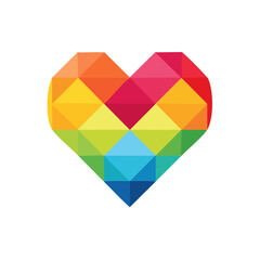 Colorful Heart Icon Isolated on a Transparent Background
