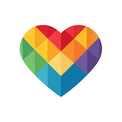 Colorful Heart Icon Isolated on a Transparent Background