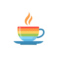 Colorful Cup of Coffee Icon Isolated on a Transparent Background