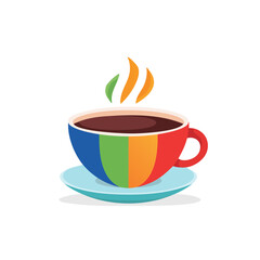 Obraz premium Colorful Cup of Coffee Icon Isolated on a Transparent Background