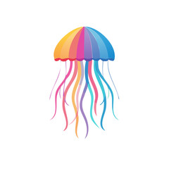 Colorful Jellyfish Icon Isolated on a Transparent Background