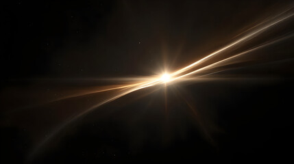 Golden Light Flare Burst In Dark Space