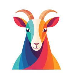Colorful Goat Icon Isolated on a Transparent Background