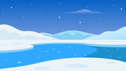 Fototapeta premium Wide Open Expanse of a Frozen Snow Covered Lake