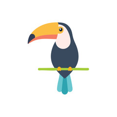 Colorful Toucan Bird Icon Isolated on a Transparent Background