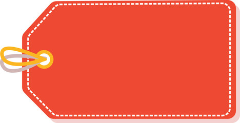 Red Blank Price Tag with Yellow String and White Dashed Border empty