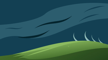 Obraz premium Windswept Grassy Hill Against a Dramatic Stormy Sky Landscape