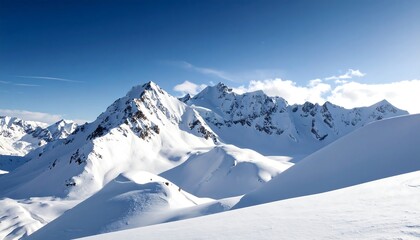 Snowy mountain range under a clear sky