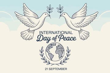 Doves and globe symbolize international day of peace celebration