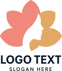 Beautiful floral logo with a woman's silhouette representing elegance and natural beauty for branding.
