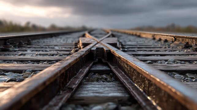 Railroad tracks diverging into the distance