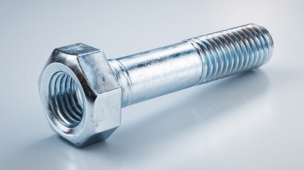 Metal bolt and nut close-up