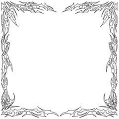 Vector image of square frames or borders in neo-gothic tribal style, in black color on a white background.