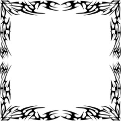 Neo-Tribal Frame. Elements of cyber sigilism, gothic Y2K, sharp spikes, square shape, vector illustration on white background.
