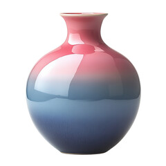 Gradient ceramic vase with soft pastel tones isolated on transparent background.