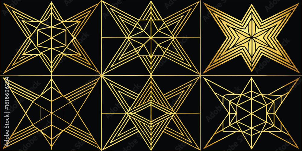 Poster elegant geometric seamless patterns showcasing luxury designs in rich colors and intricate shapes..e