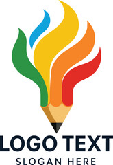 Colorful pencil logo design representing creativity ideas education and artistic inspiration for branding