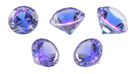 Fototapeta premium Floating faceted gemstones sparkle on a white surface showcasing brilliance for jewelry design and investment marketing