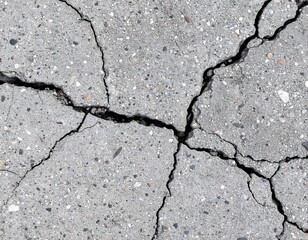 Obraz premium Cracked gray concrete pavement