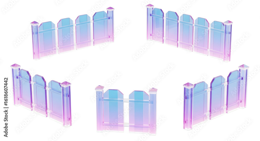 Poster transparent colorful fences forming a circle showcasing an isolated element on a white background su