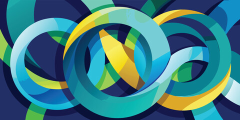 Obraz premium A colorful painting composed of various blue, yellow, and green shapes in an abstract style..eps