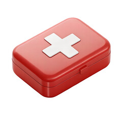 Fototapeta premium Red first aid kit with white cross isolated on transparent background