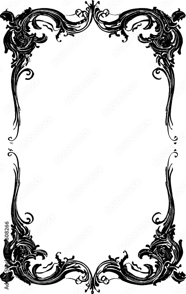 Aufkleber ornate abstract frame with dramatic masks in corners for artistic design projects