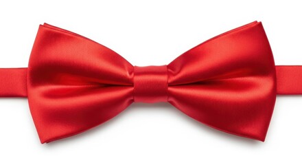 Bright red satin bow tie isolated on white background