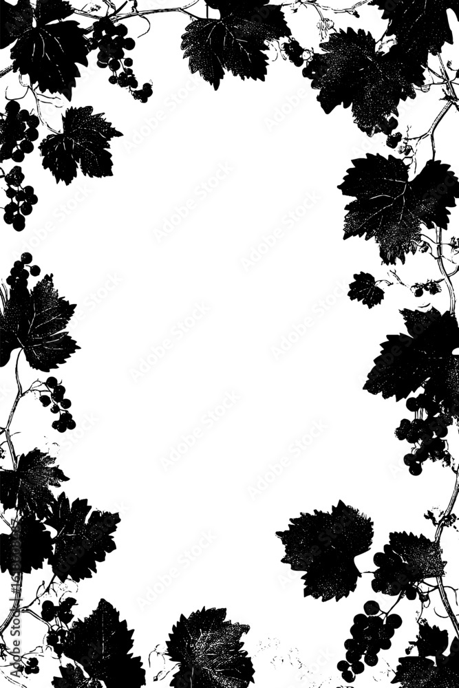 Aufkleber abstract grape vine frame with leaves and grapes for elegant design