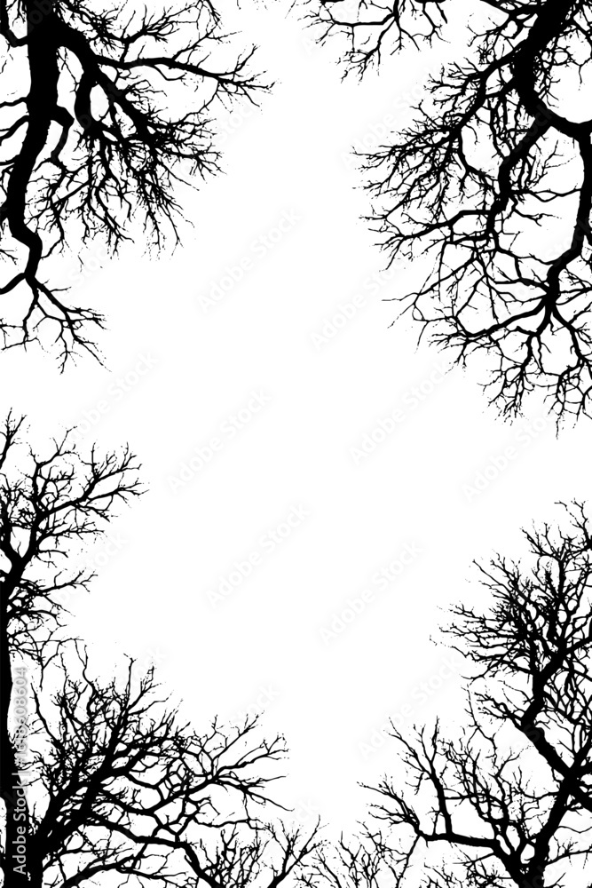 Aufkleber abstract frame of leafless branches with wind motion design for background