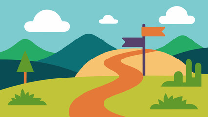 Fototapeta premium Expansive hilly nature reserve with clear signposts winding trails and views