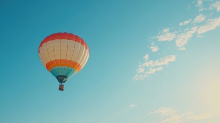 Fototapeta premium Colorful hot air balloon soaring in a clear sky