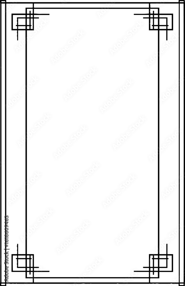 Poster abstract geometric frame with thin lines for vintage and retro design