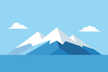  a minimalist mountain range with snowcapped peaks under a clear blue sky vector illustration