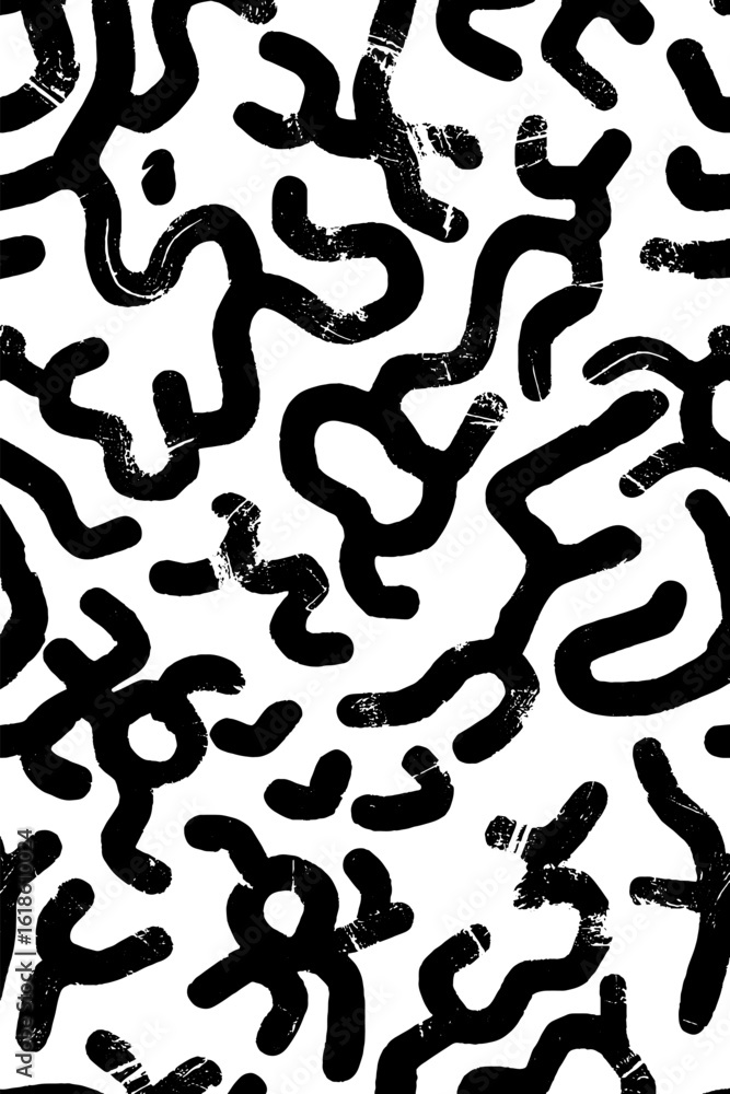 Poster abstract black and white bacterial chain pattern for retro background design