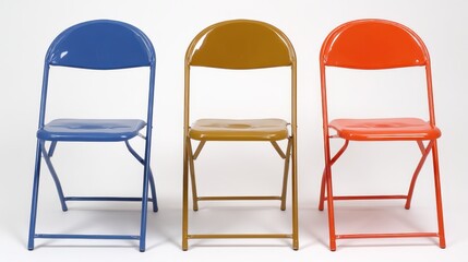 Three different colored plastic chairs