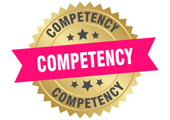 competency. competency round pink and gold label isolated on transparent background