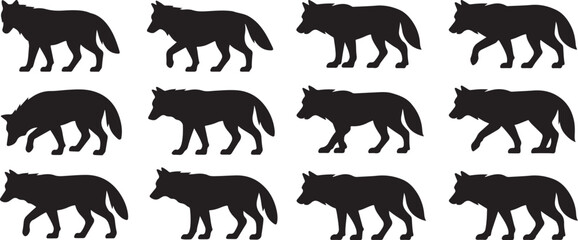 Set of wild and farm animal silhouettes vector illustration