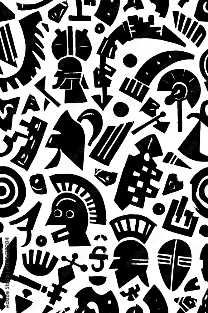 Poster ornate abstract pattern with vintage stage props for retro design background