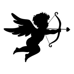 Fototapeta premium Cupid icon, symbol of love and Valentine's Day, Cupid shooting an arrow