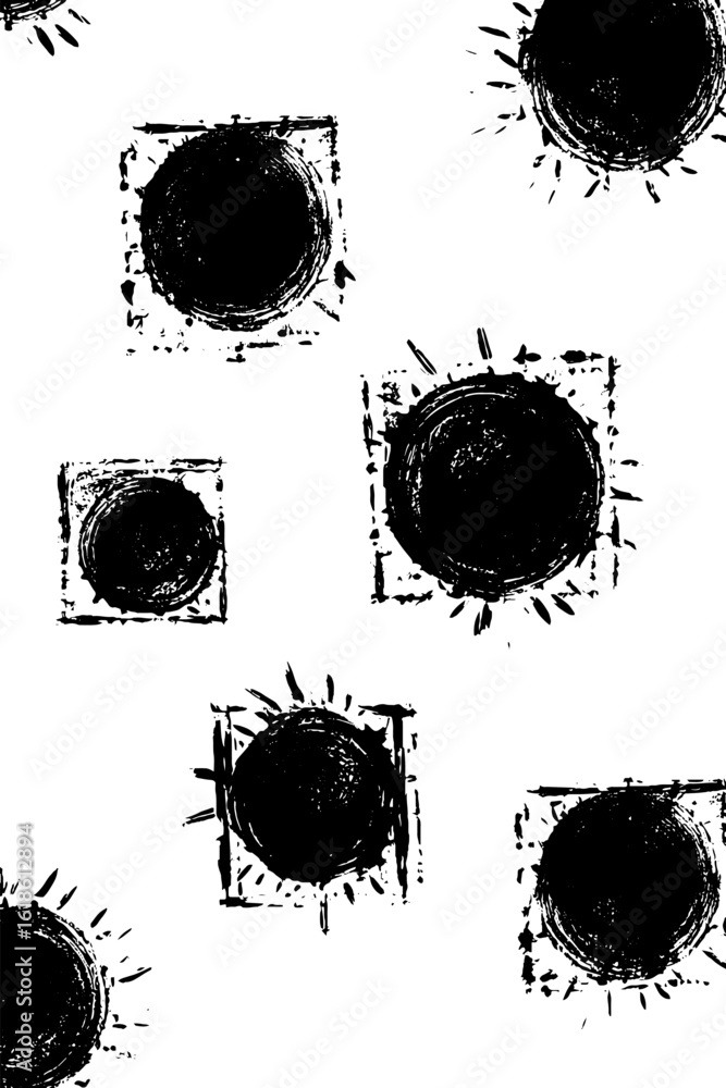 Poster abstract black and white circular and square pattern design for background and art projects