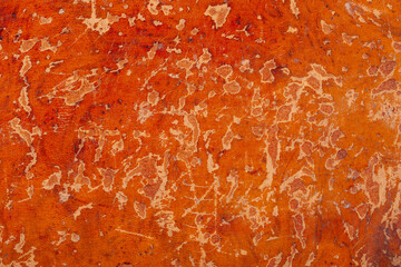 Brown cover of antique damaged book, texture of scratched cardboard