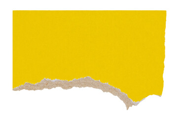Tear corner of yellow cardboard, jagged scrap of colored carton paper, isolated scrapbooking element