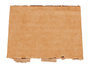 Piece of brown corrugated cardboard, isolated beige carton design element